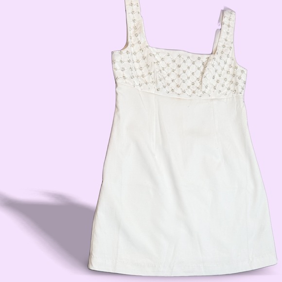 NWT French Connection White Dress Sleeveless Beaded Party Cocktail Mini NEW - Picture 1 of 8